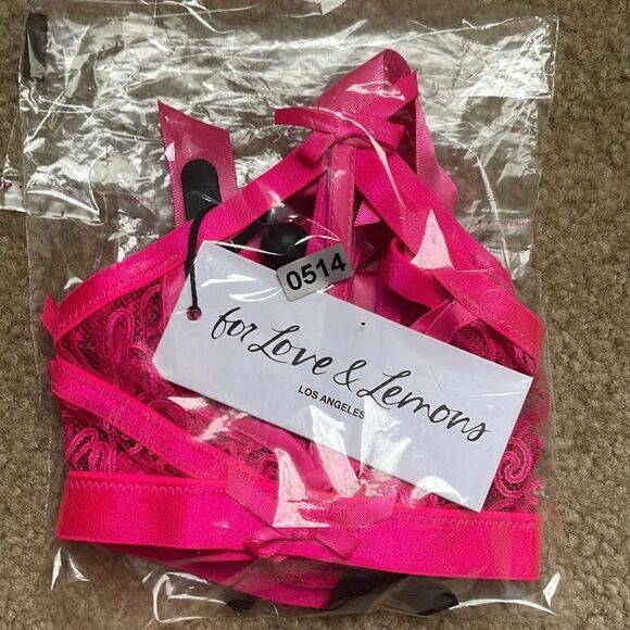 For Love and Lemons embroidered swirl garter belt new Small fuchsia - Picture 5 of 6